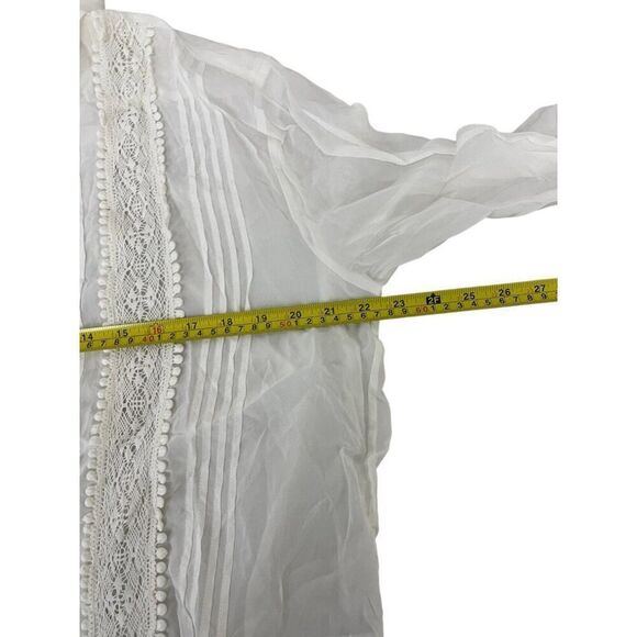 Zara Womens Button Up Shirt Size S White Lace Long Sleeve 2903/040 NWT - Picture 11 of 12